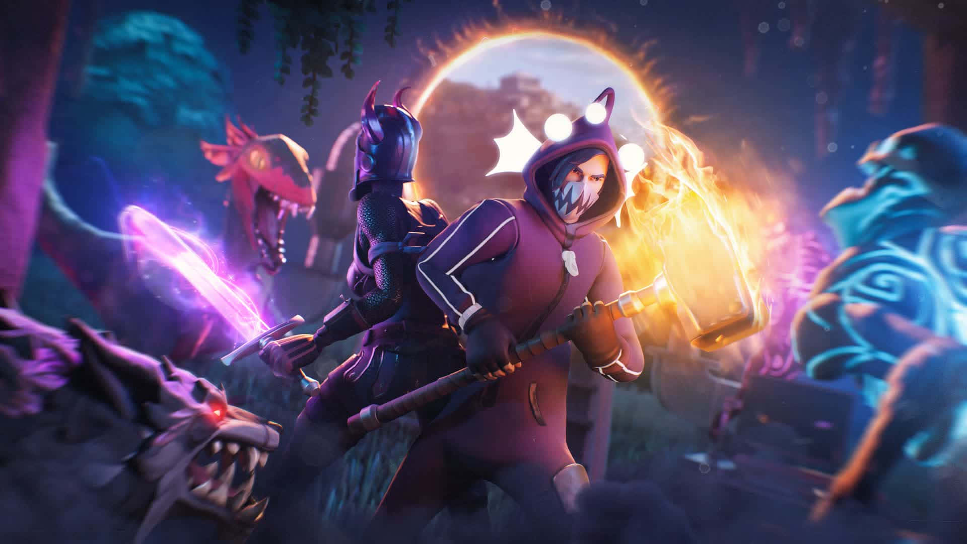 Fortnite Nighttime Battle Scene Background