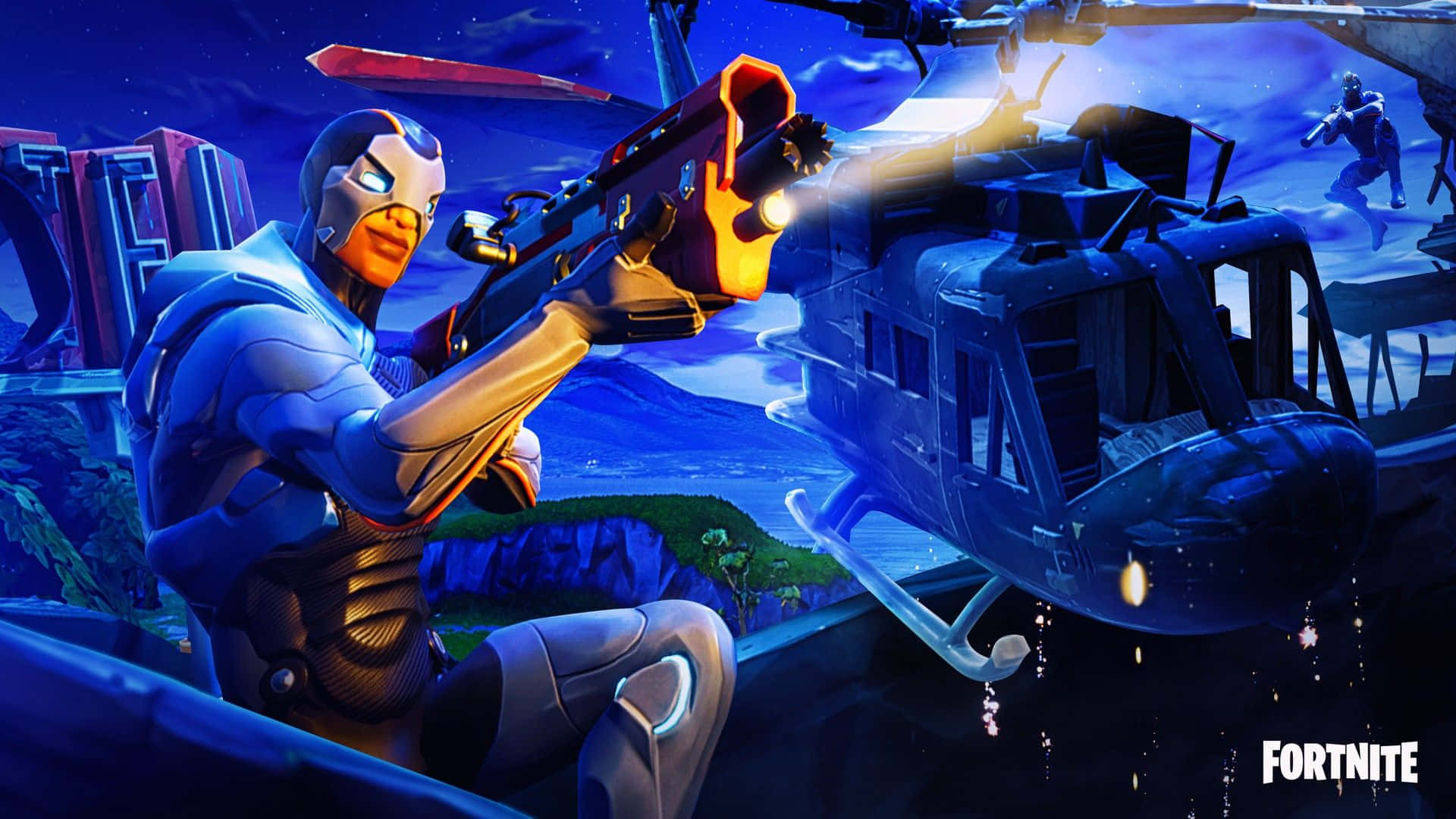 Fortnite Nighttime Combat Scene Background