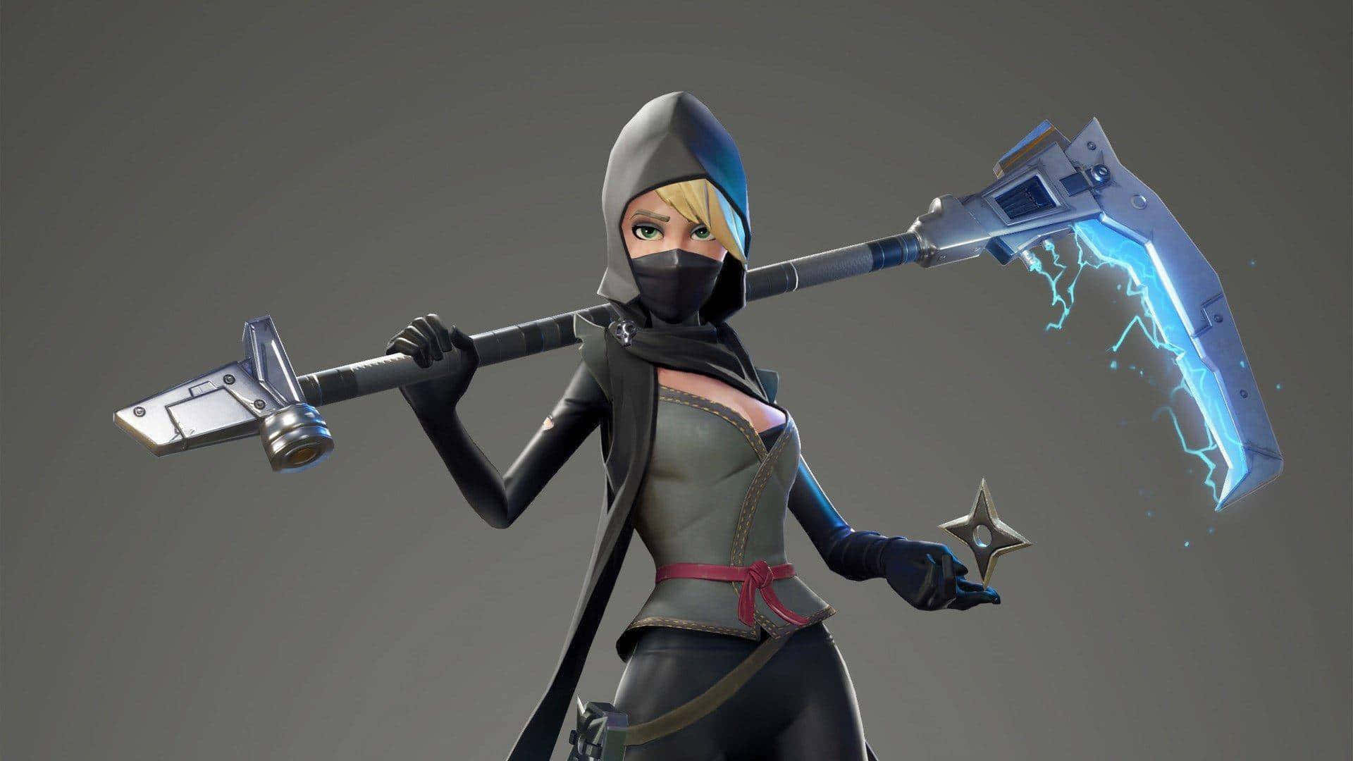 Fortnite Ninja Outfitwith Electric Axe Background