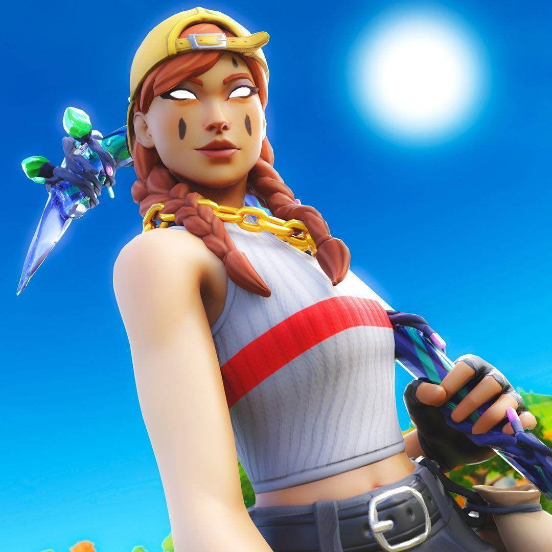 Fortnite Pfp Aura Outfit With White Eyes Background