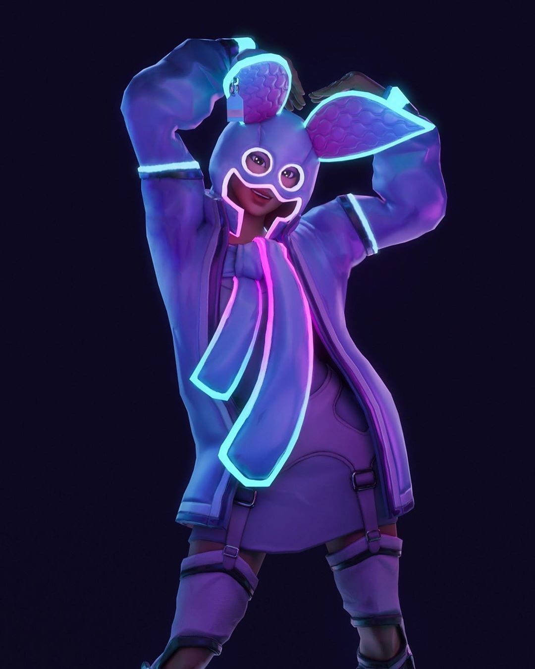 Fortnite Pfp Flapjackie Neon Lights Background