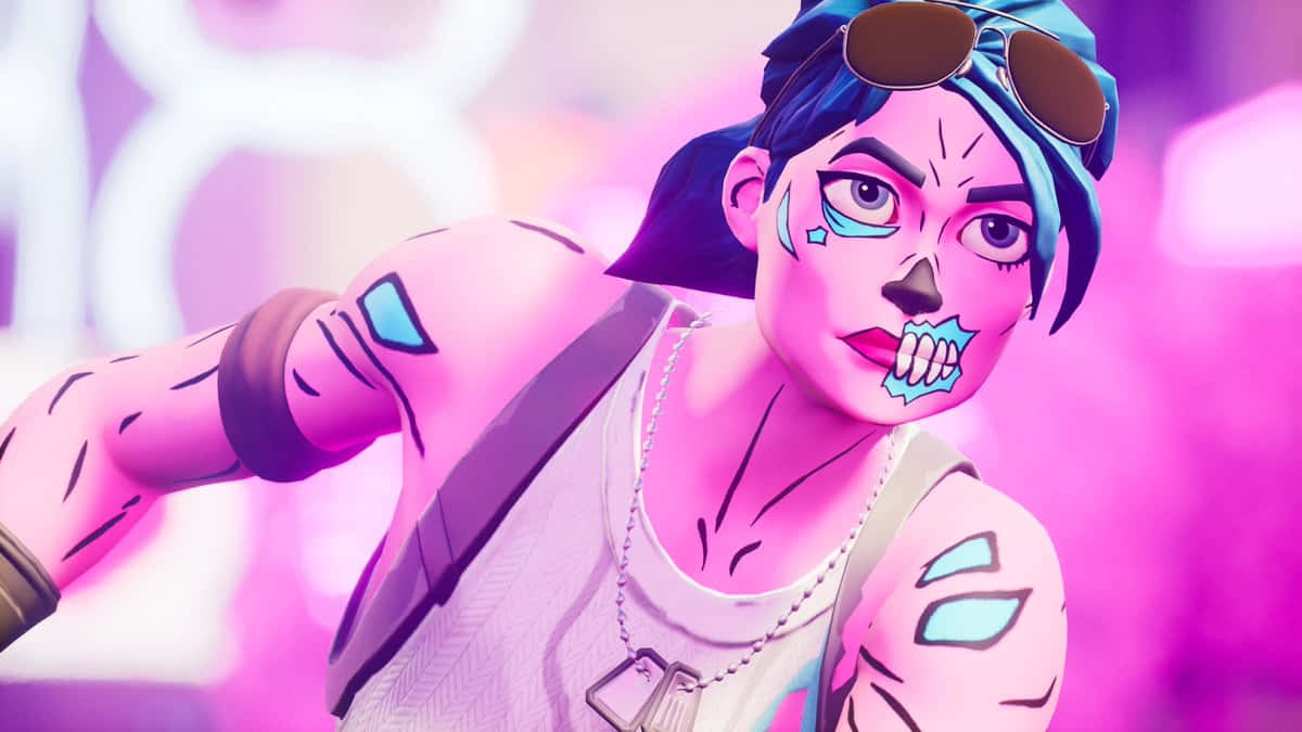 Fortnite Pink Ghoul Trooper Action Pose Background