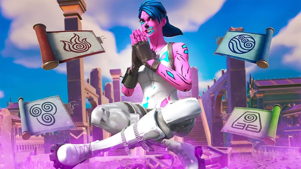 Fortnite Pink Ghoul Trooper Action Pose Background