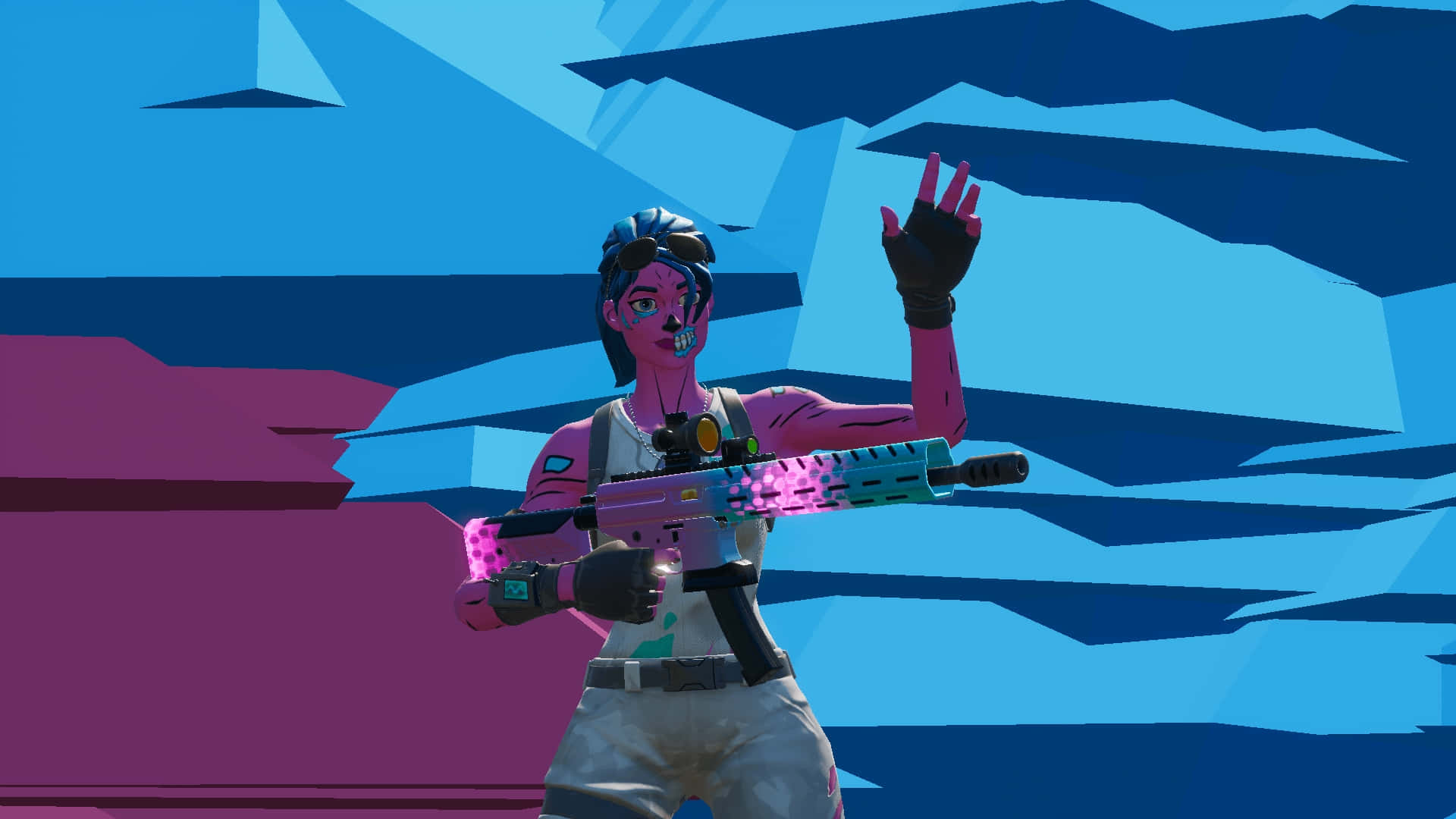 Fortnite Pink Ghoul Trooper Action Pose Background