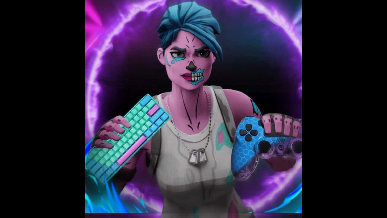 Fortnite Pink Ghoul Trooper Gamer Setup Background