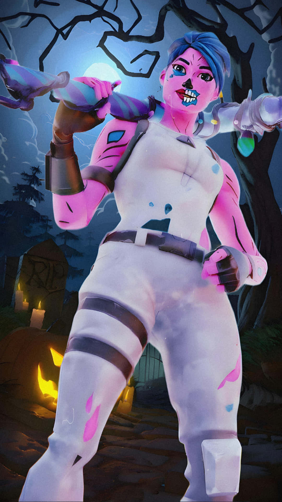 Fortnite Pink Ghoul Trooper Night Scene Background