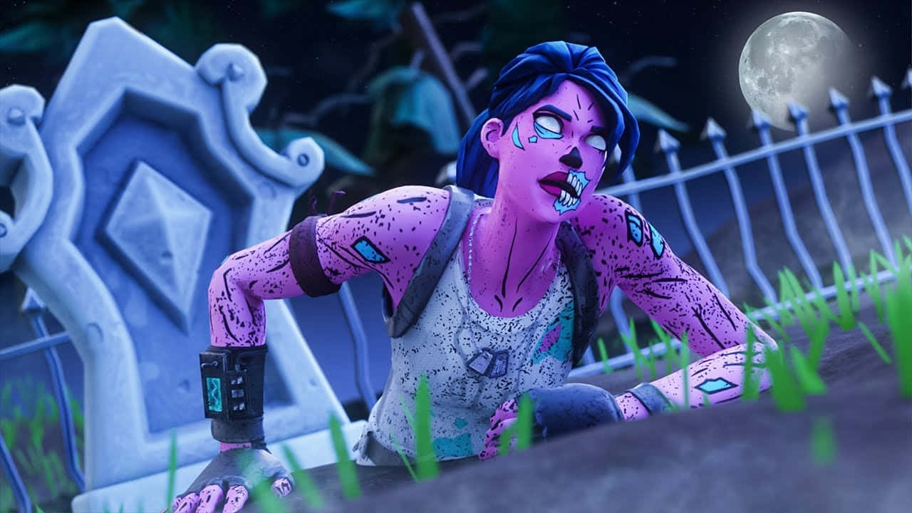 Fortnite Pink Ghoul Trooper Night Scene Background