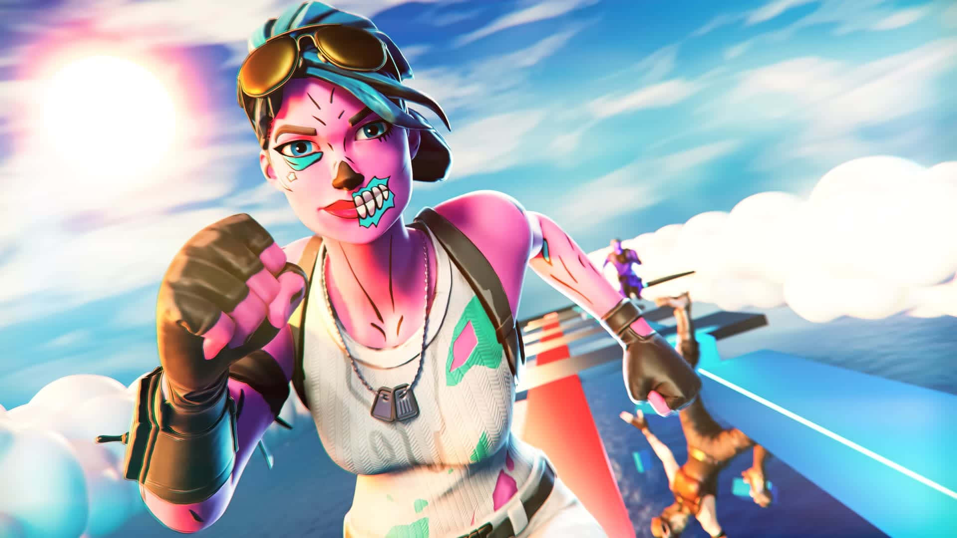 Fortnite Pink Ghoul Trooper Skydiving Background