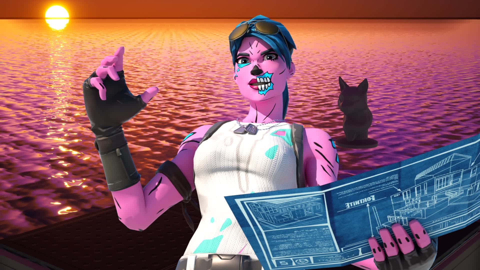 Fortnite Pink Ghoul Trooper Sunset Blueprints Background