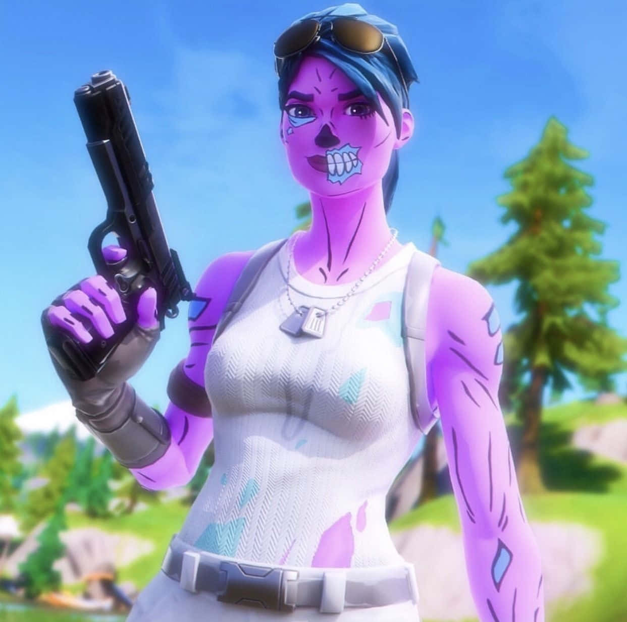 Fortnite Pink Ghoul Trooper With Pistol Background