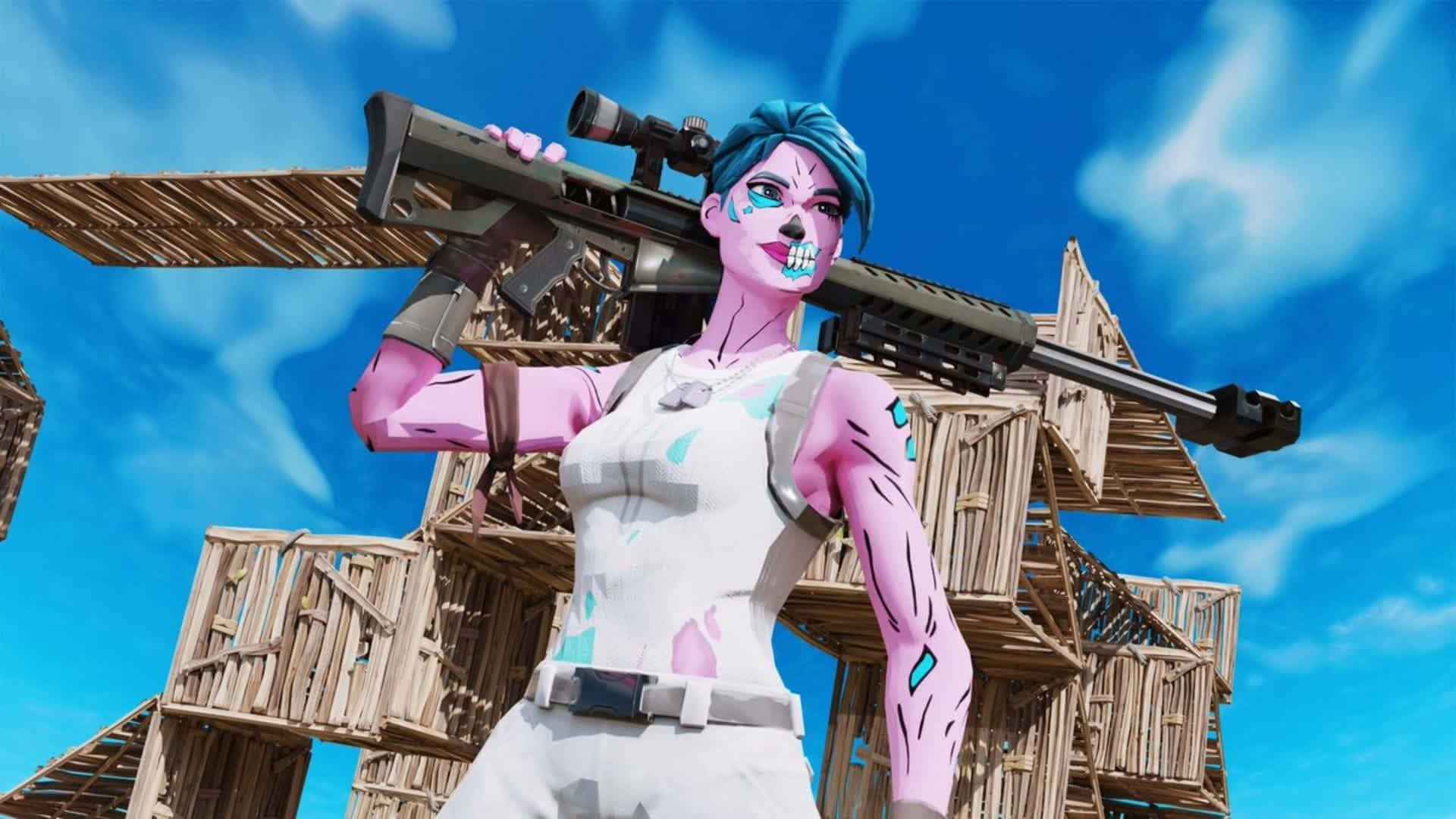 Fortnite Pink Ghoul Trooper With Sniper Rifle Background
