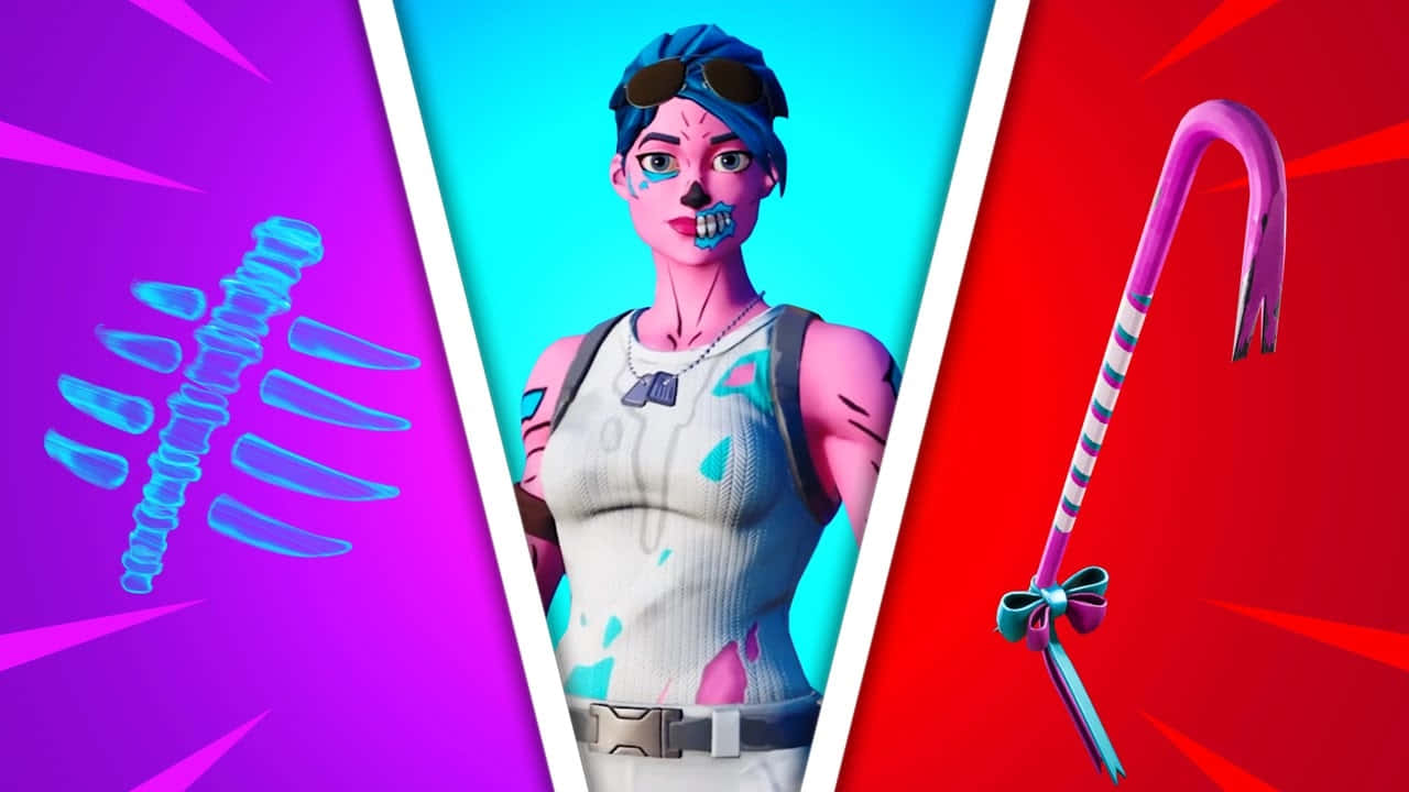 Fortnite Pink Ghoul Trooperand Candy Axe Background