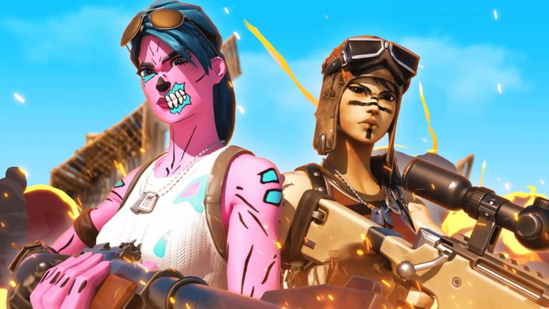 Fortnite Pink Ghoul Trooperand Sniper Companion Background