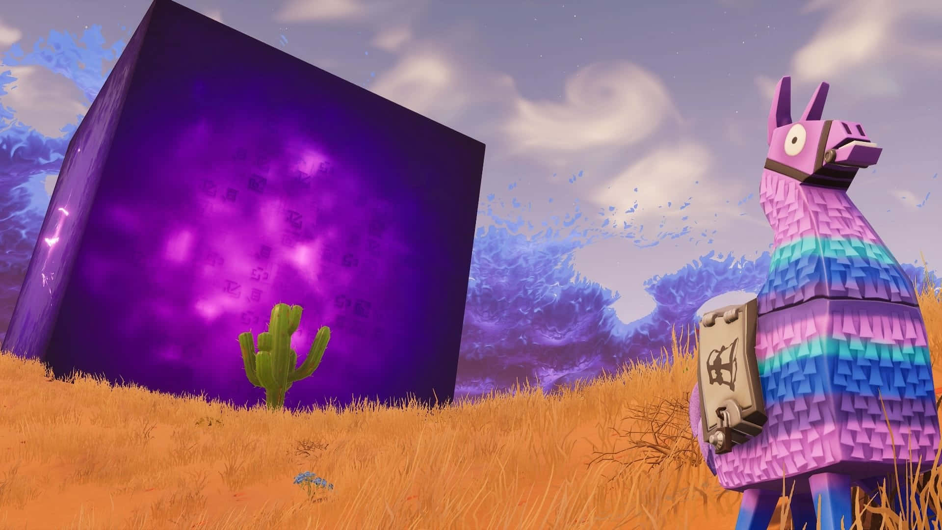 Fortnite Purple Cubeand Llama Piñata Background