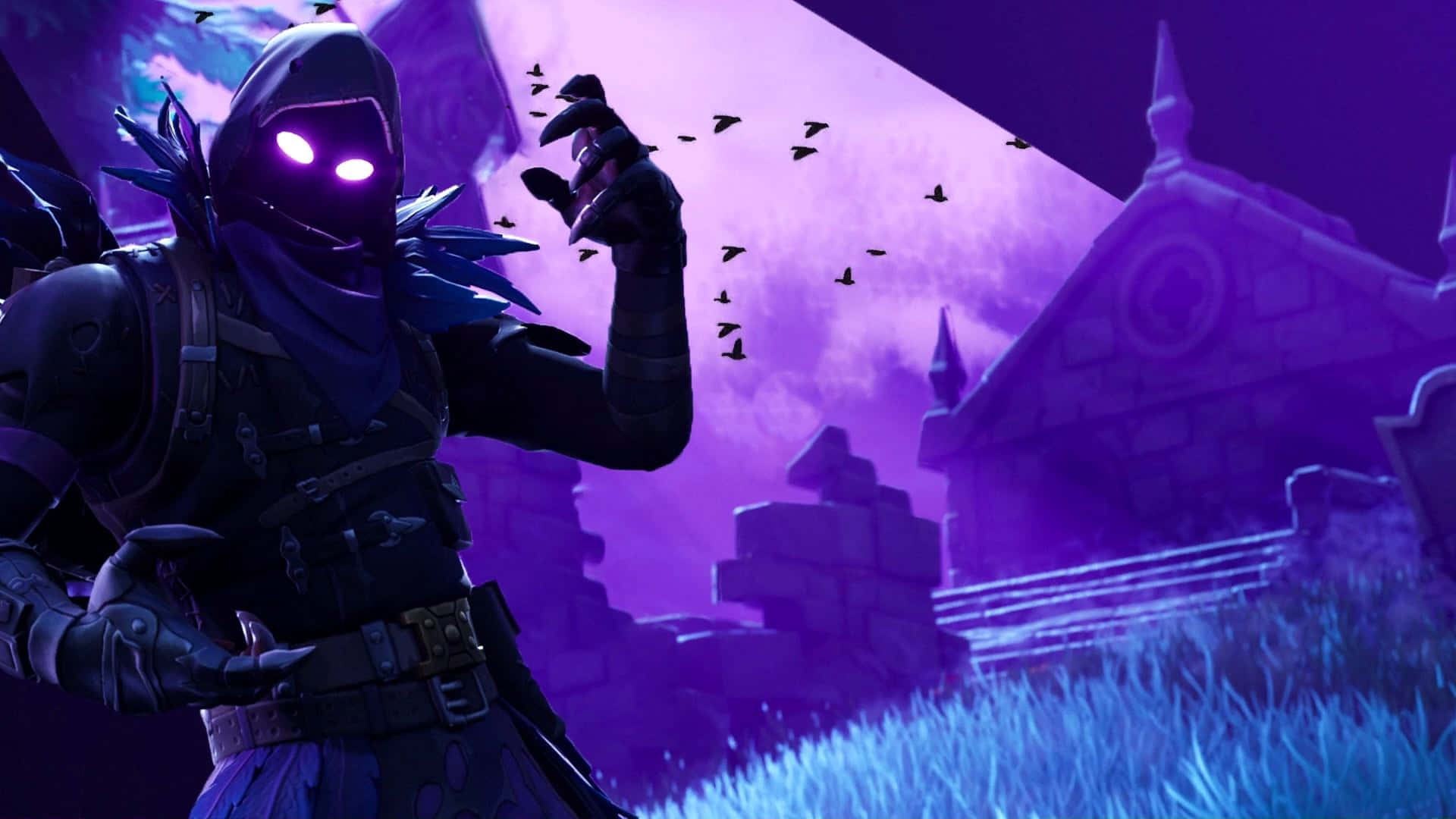Fortnite Raven Skin Nighttime Backdrop Background