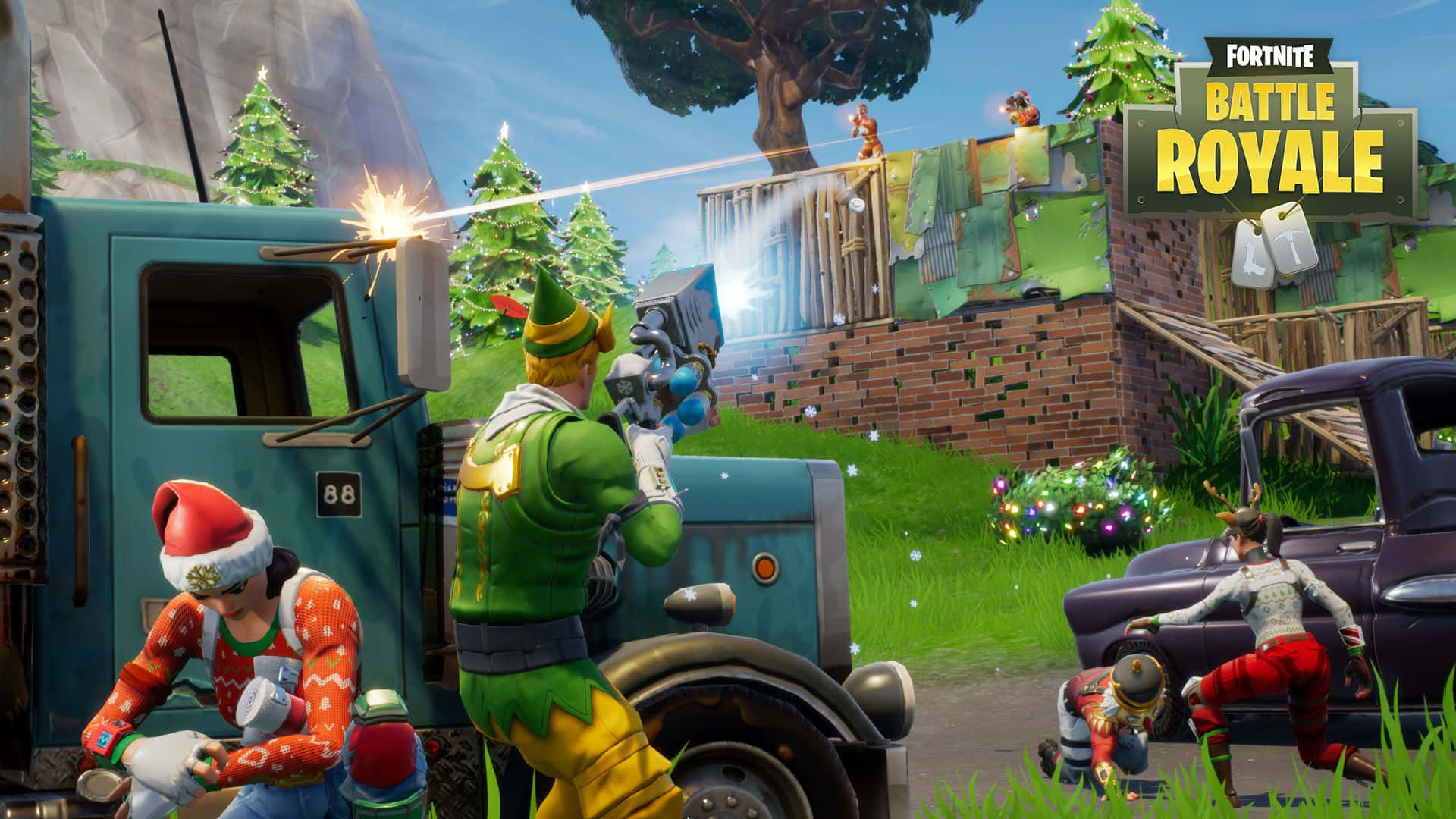 Fortnite Royale - A Christmas Scene With A Truck And A Truck