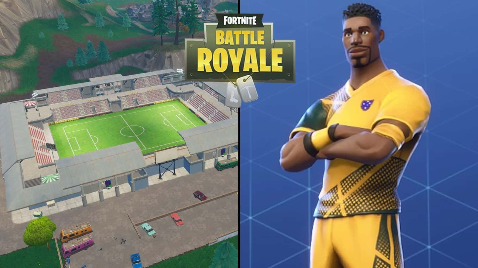 Fortnite Royale Stadiums - A Soccer Field And A Soccer Player Background