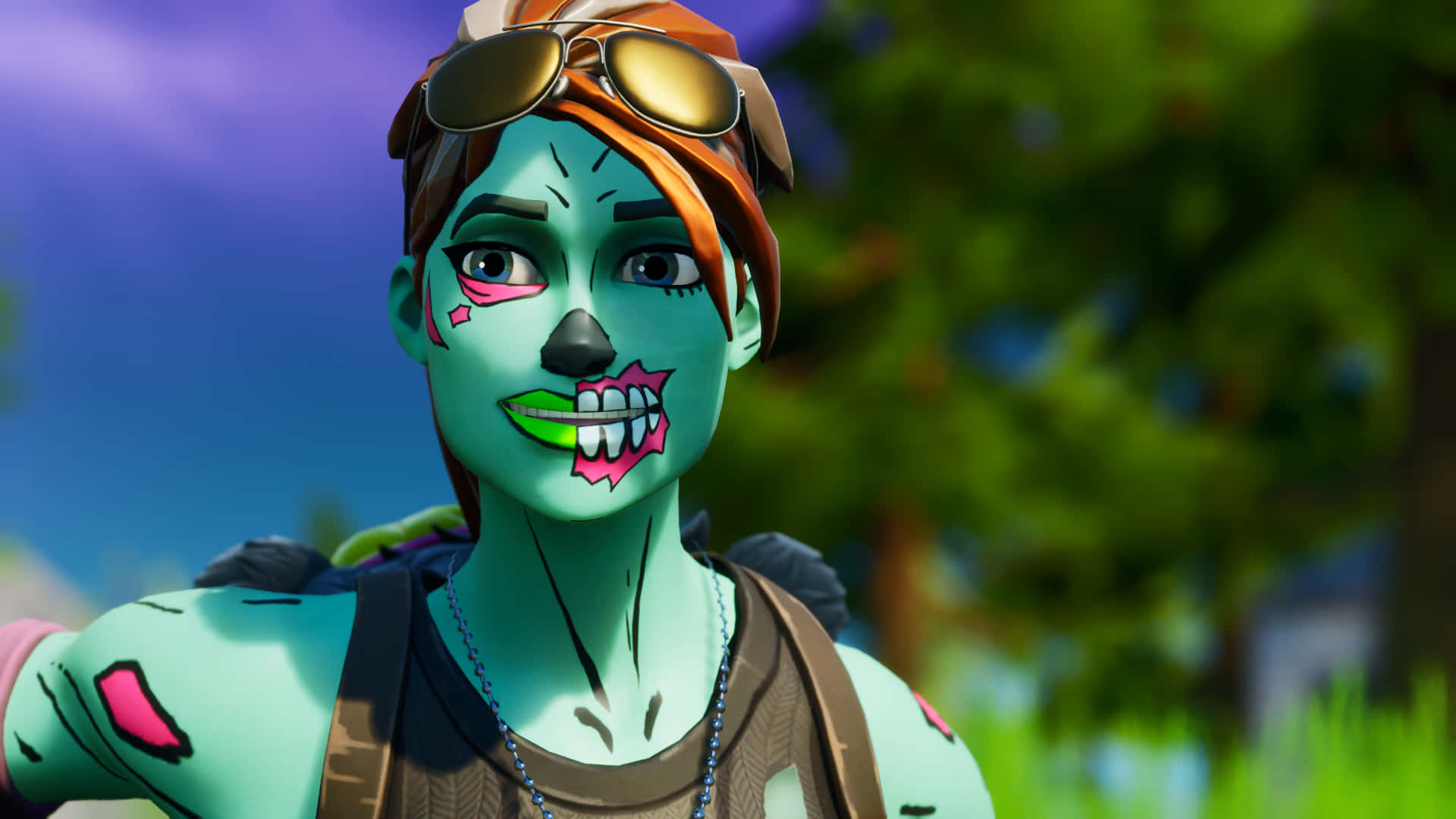 Fortnite Zombies - A Zombie With A Green Face Background
