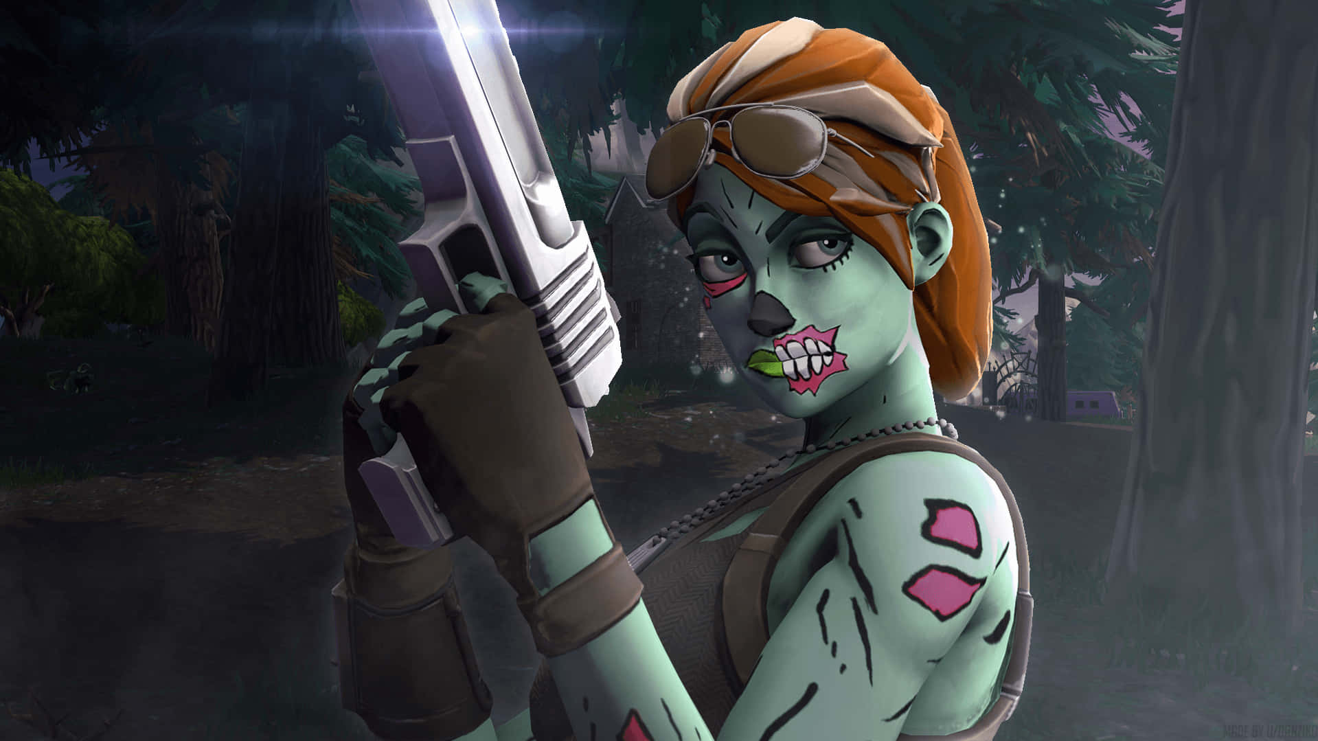 Fortnite Zombies - A Zombie With A Gun Background