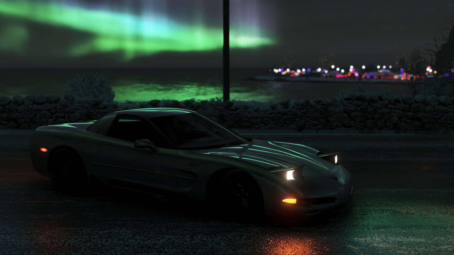 Forza Horizon 4 4k Corvette北极光背景