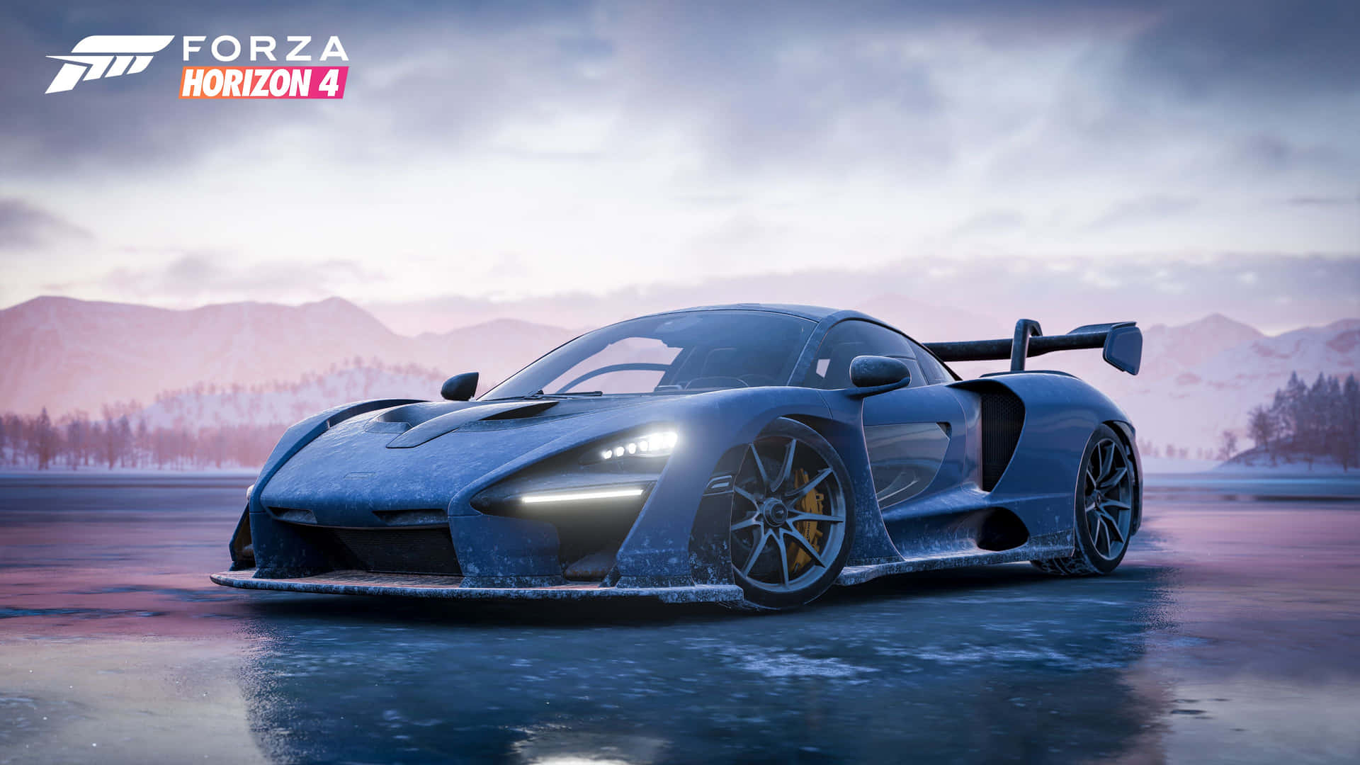 Forza Horizon 4 - A Blue Sports Car In The Snow Background