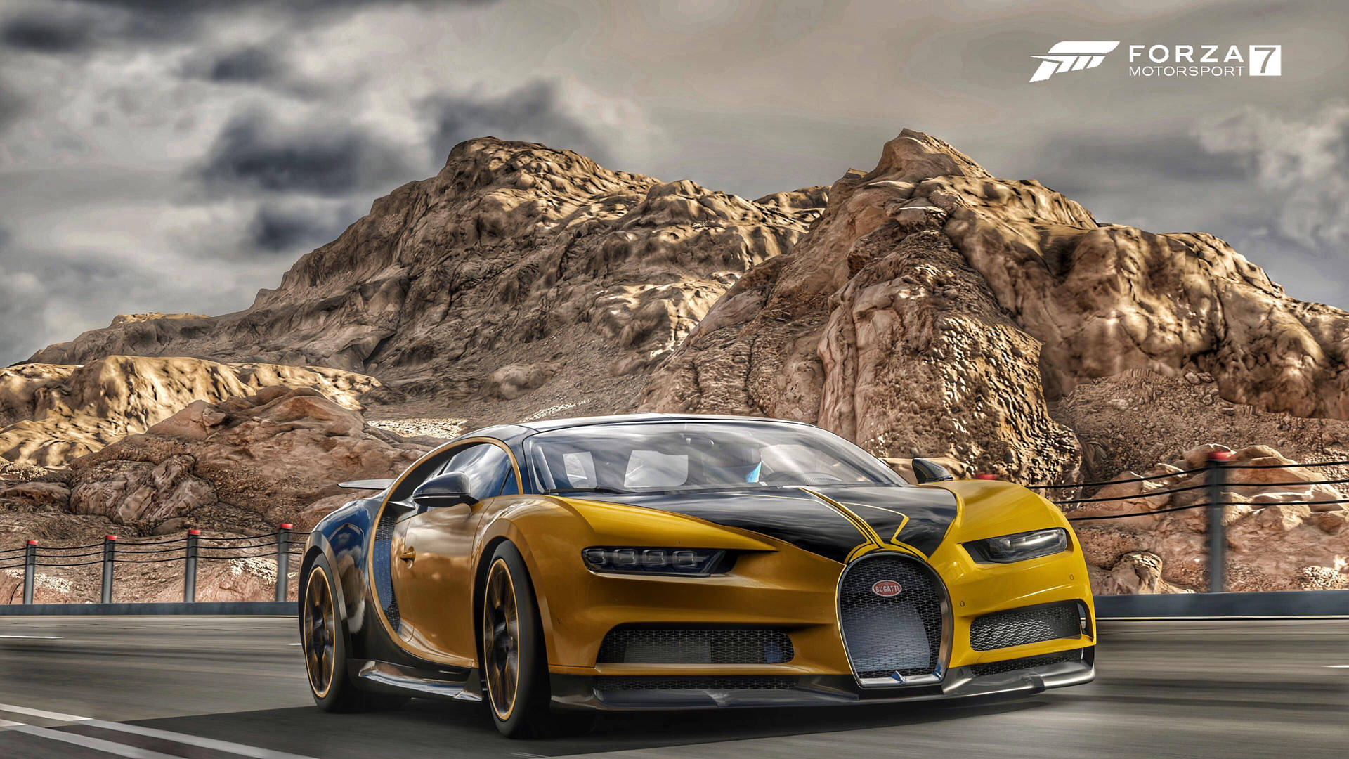Forza Motorsport 7 Yellow Bugatti Chiron Background