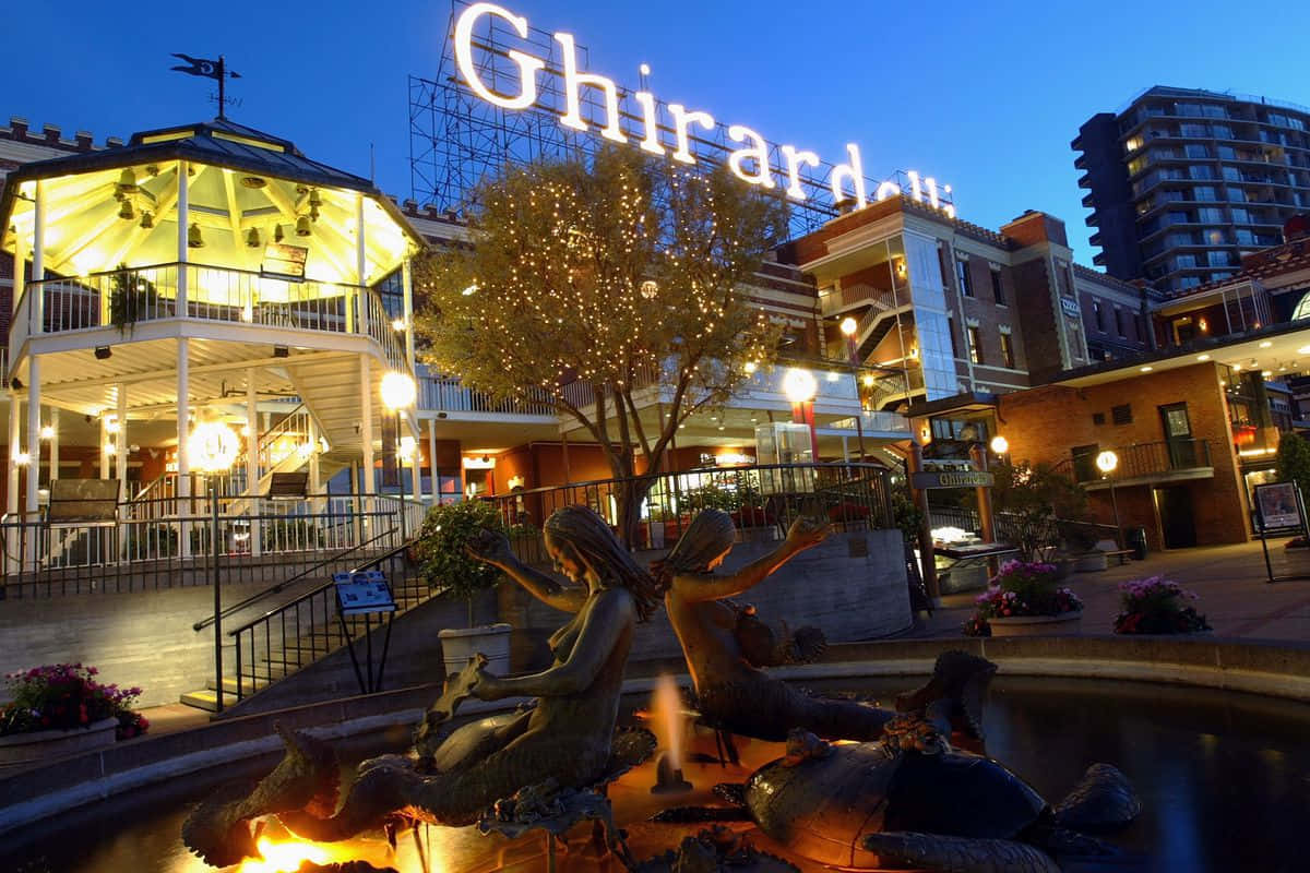 Fountain In Ghiradelli Square At Night