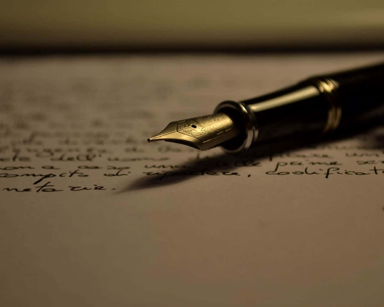 Fountain Pen Over Illegible Letter Background