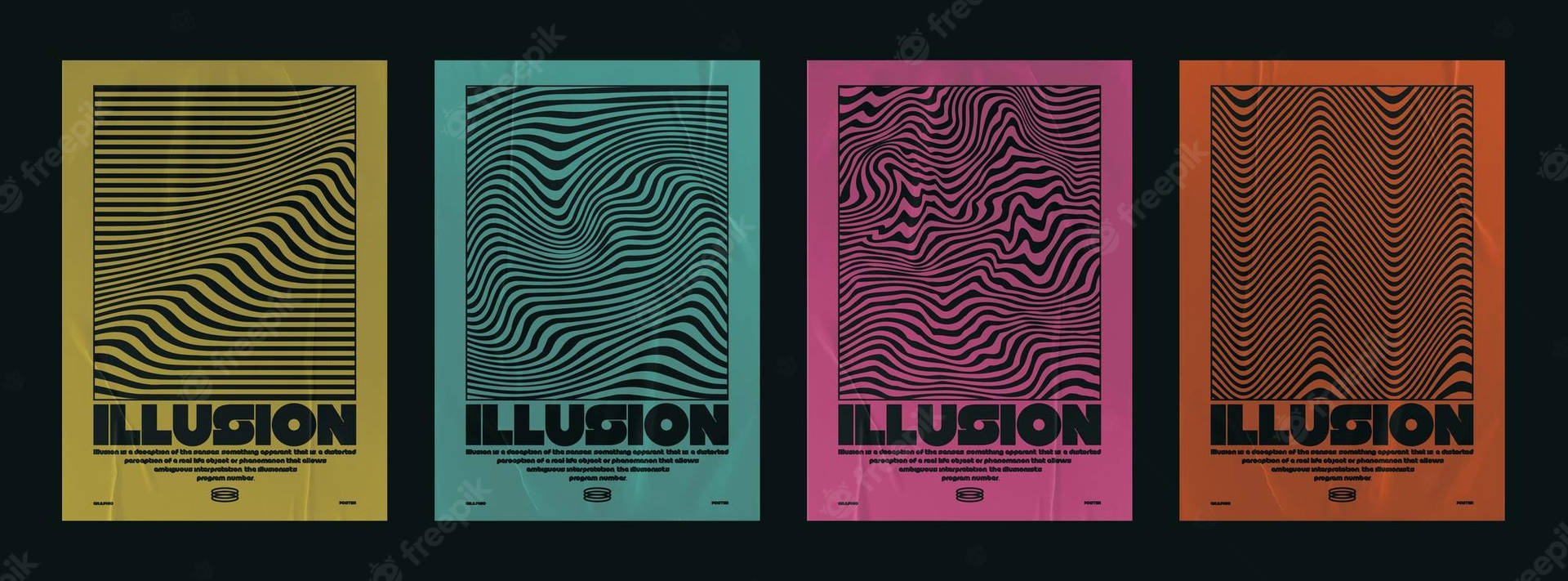 Four Ambiguous Optical Illusion Posters Background