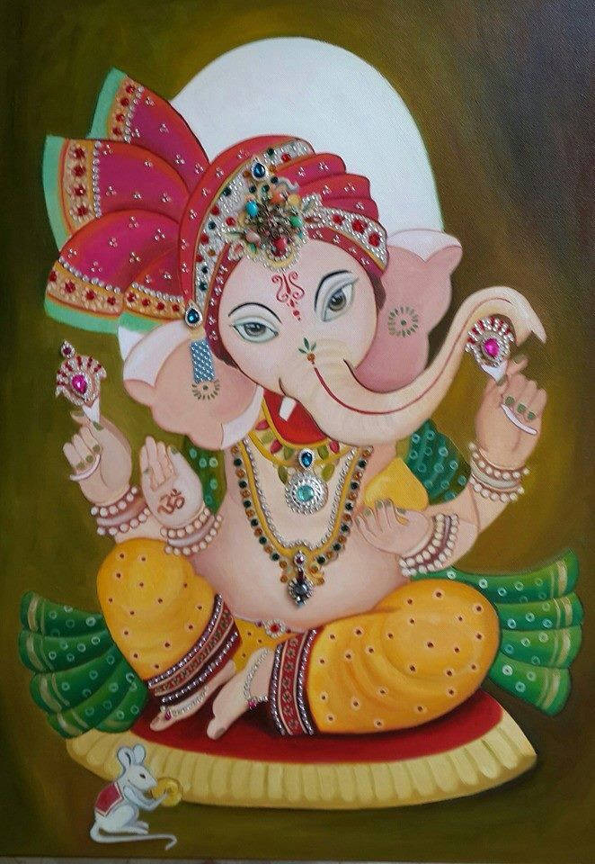 Four-armed Baby Ganesh Background