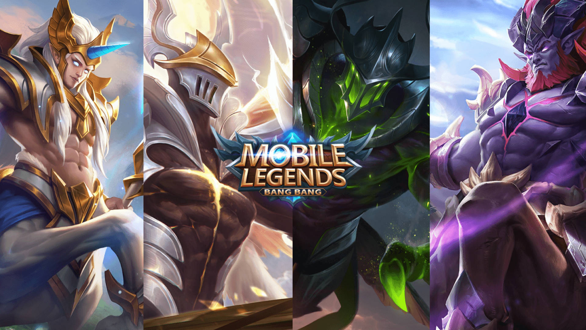 Four Champions And Mobile Legend Logo Background