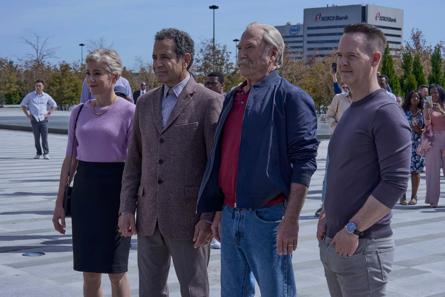 Four Characters Outdoor Scene Background