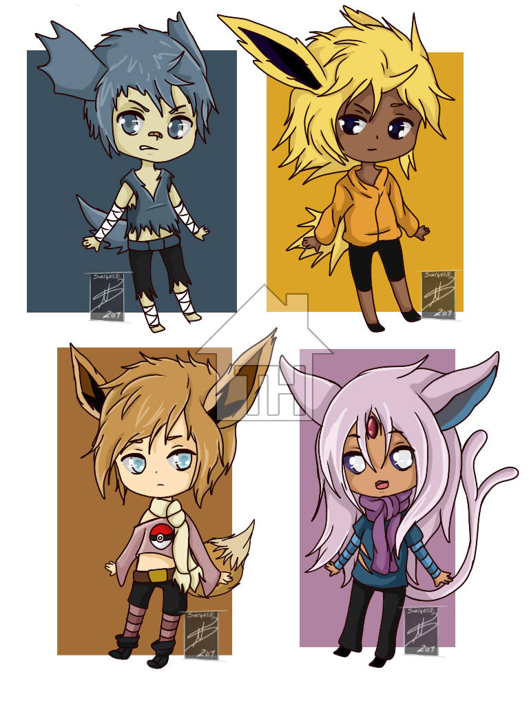 Four Eevee Evolutions Human Background