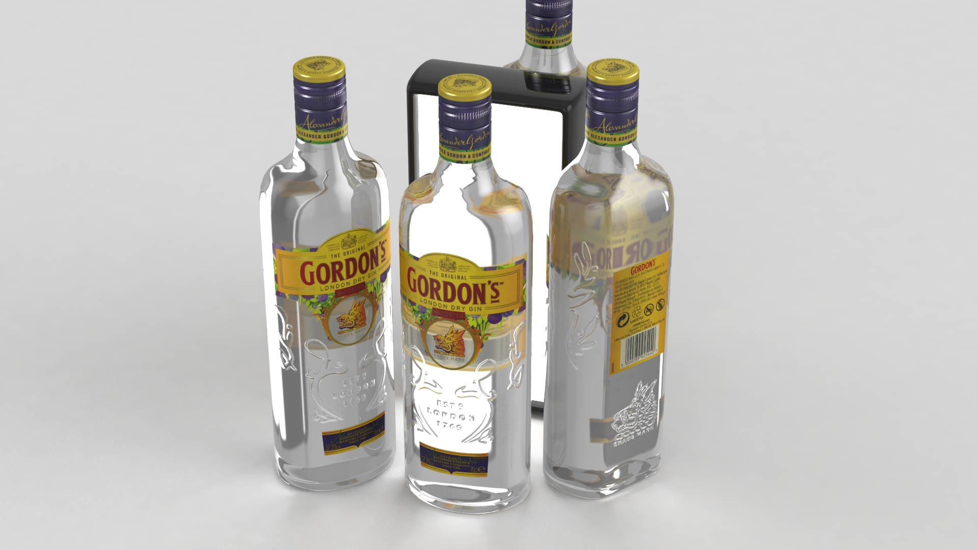 Four Gordon's London Dry Gin Bottles Background