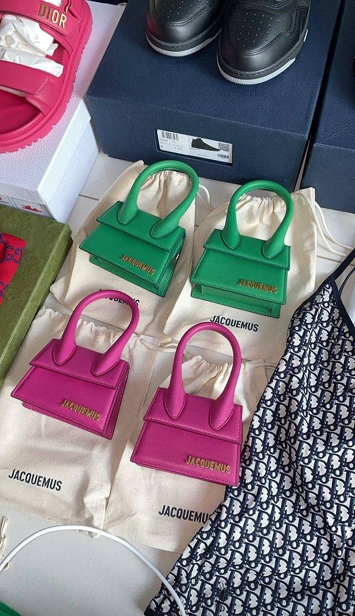 Four Jacquemus Le Chiquito Moyen Bags Background