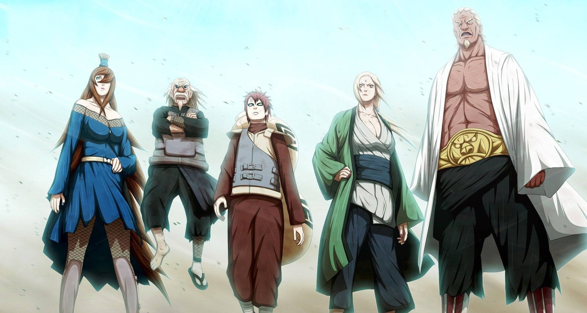 Four Kages And Tsunade Naruto Hokage Background