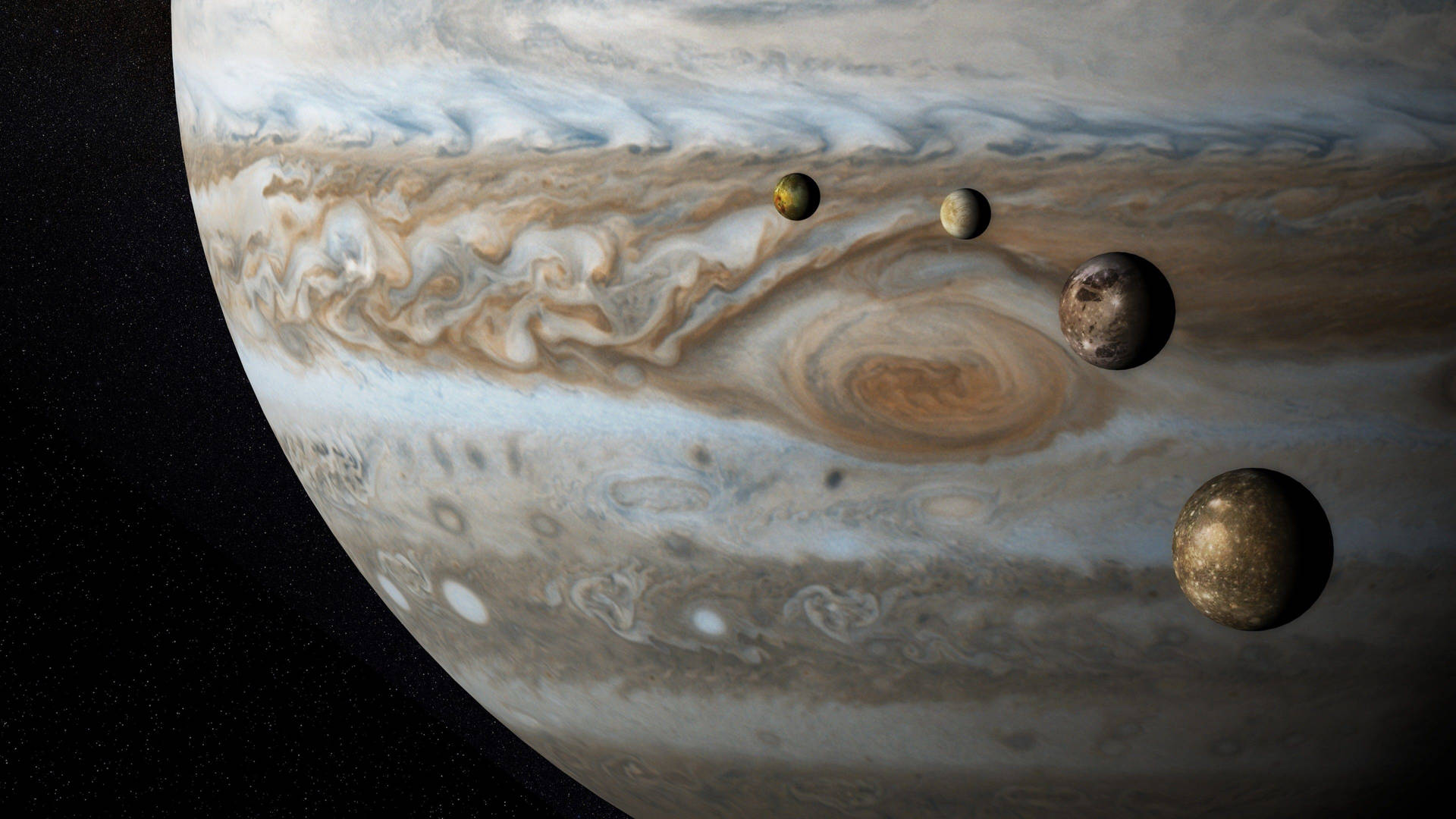 Four Moons Of Jupiter Background