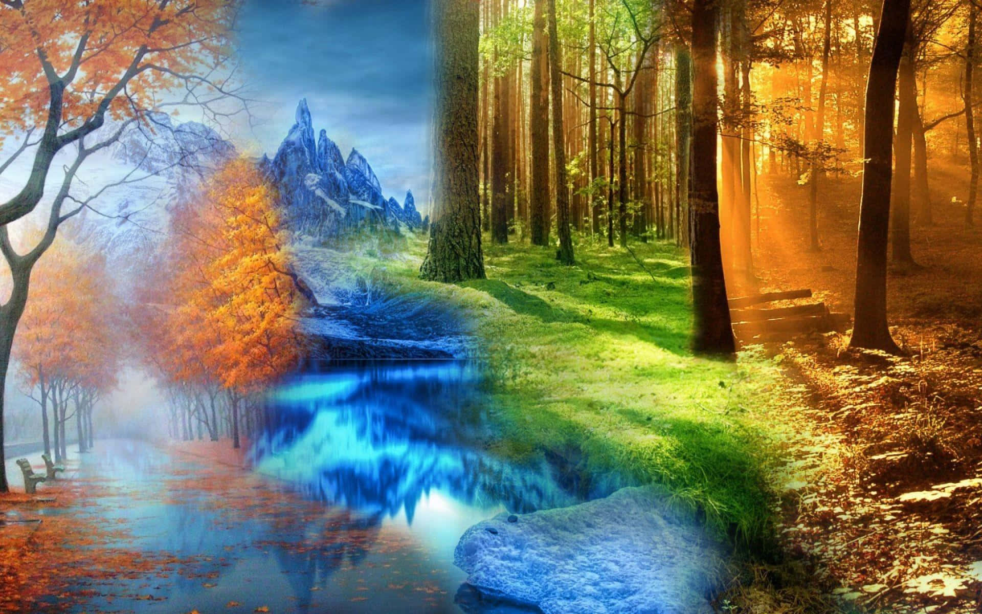 Four Seasons Forest Background Background