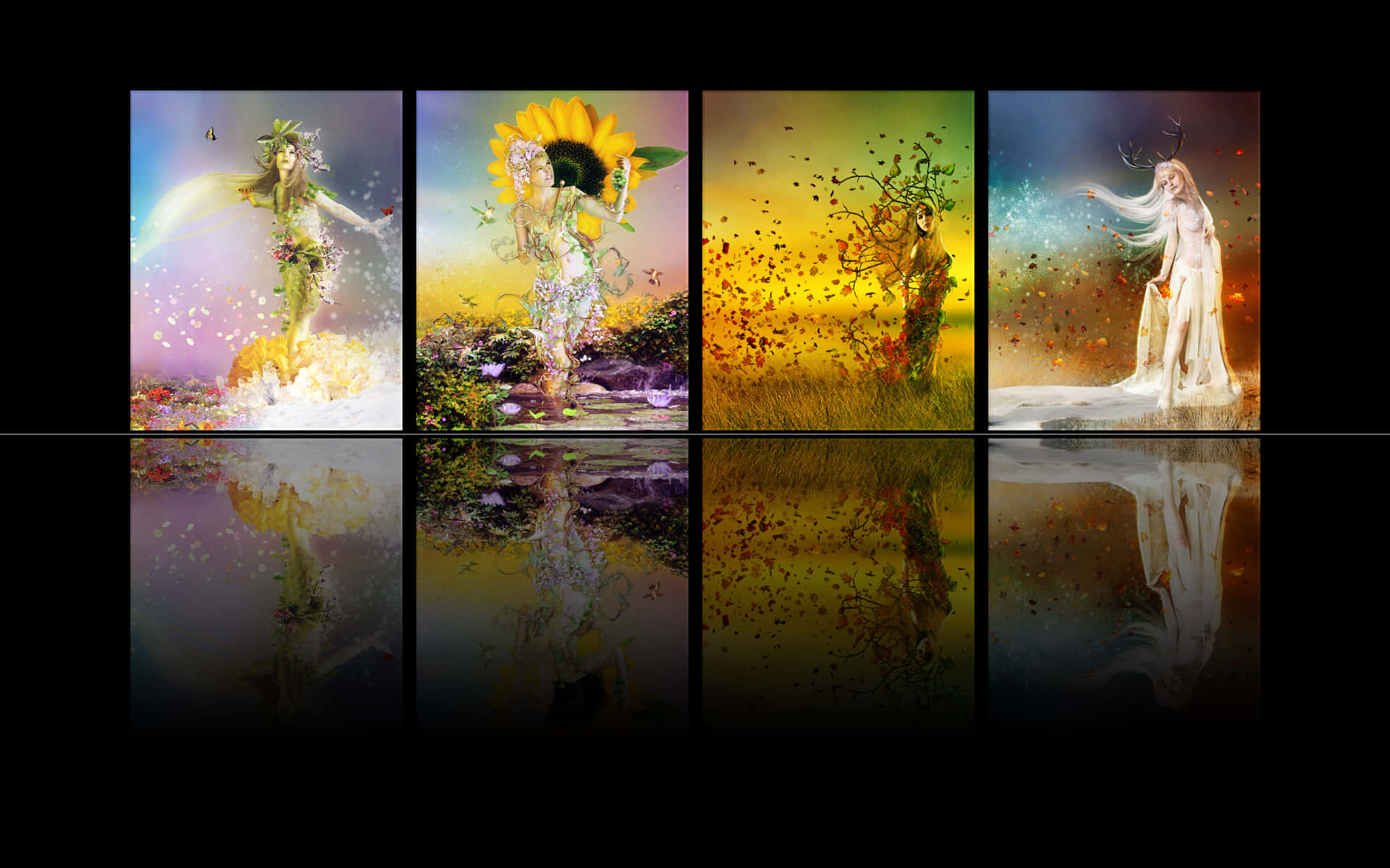 Four Seasons Goddesses Panel Frames