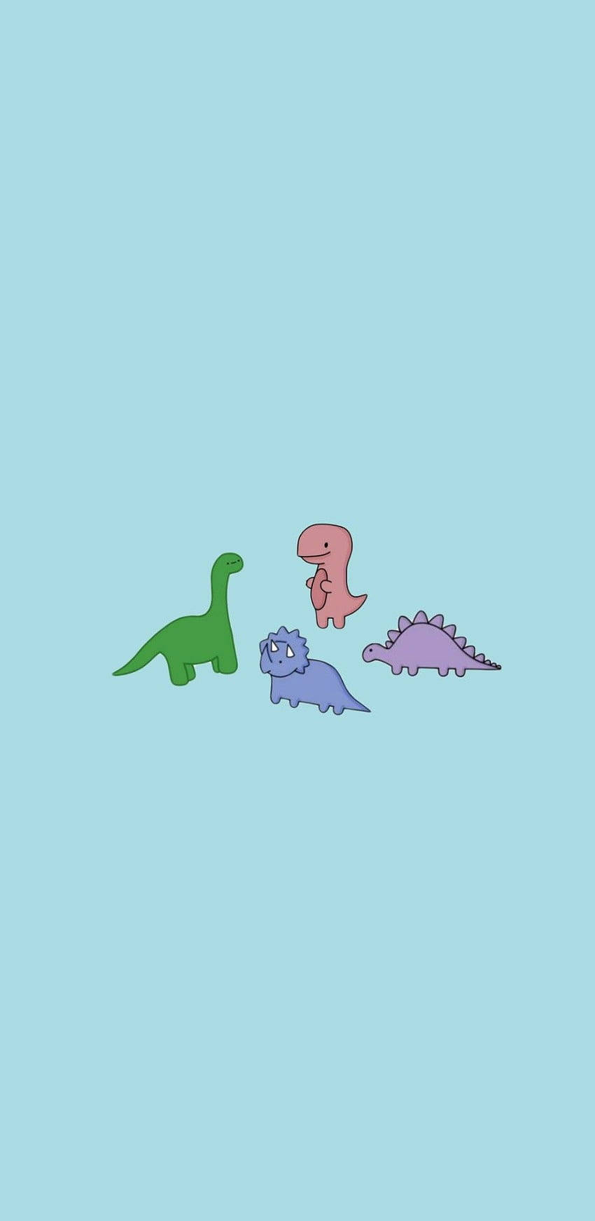 Four Small Colorful Dino Kawaii Iphone Background