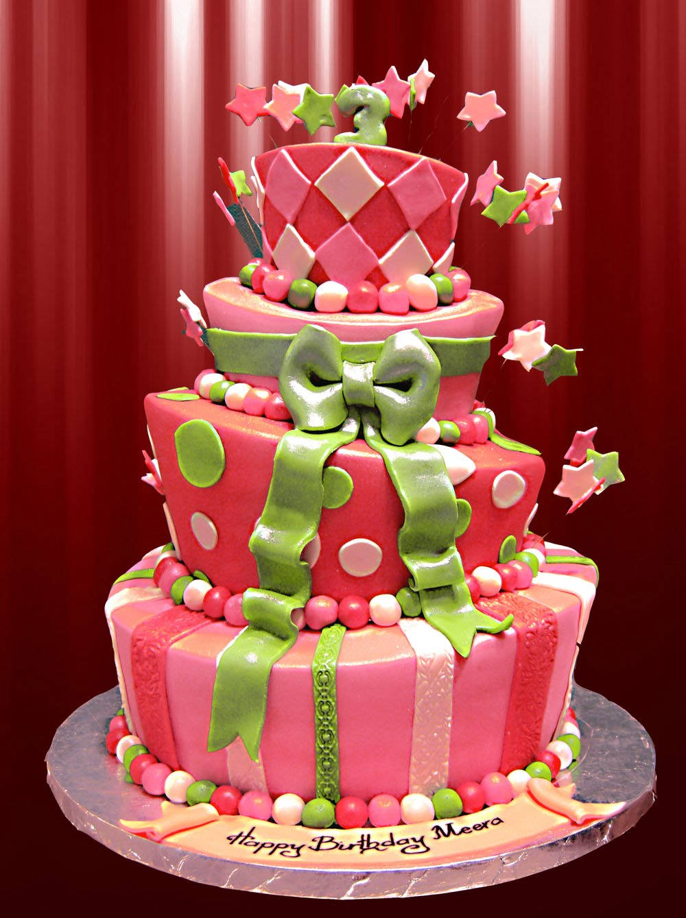 Four-tier Pink Birthday Cake Background