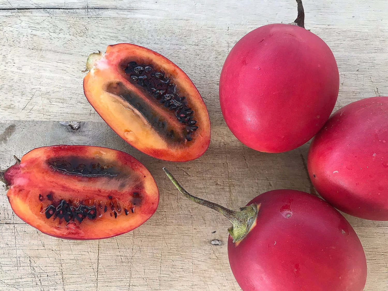Four Tropical Fruit Tamarillo Overhead Angle Shot