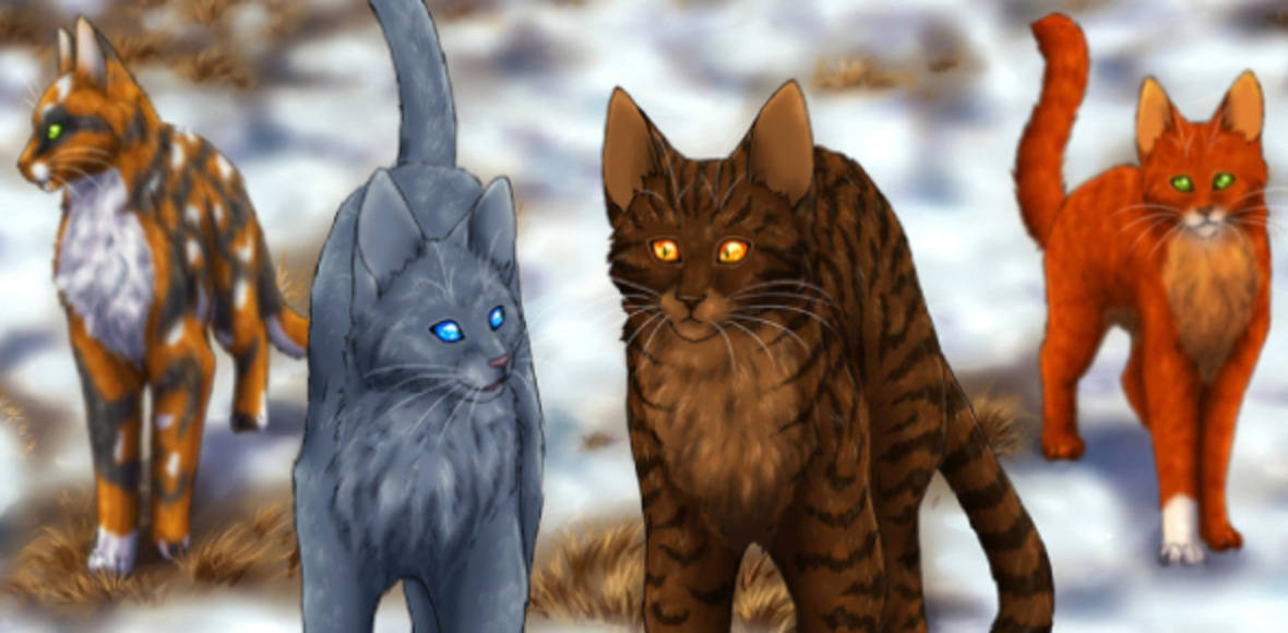 Four Warrior Cats On The Snow Background