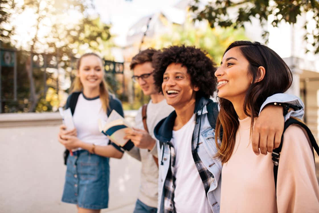 Four Young People Having Fun Background