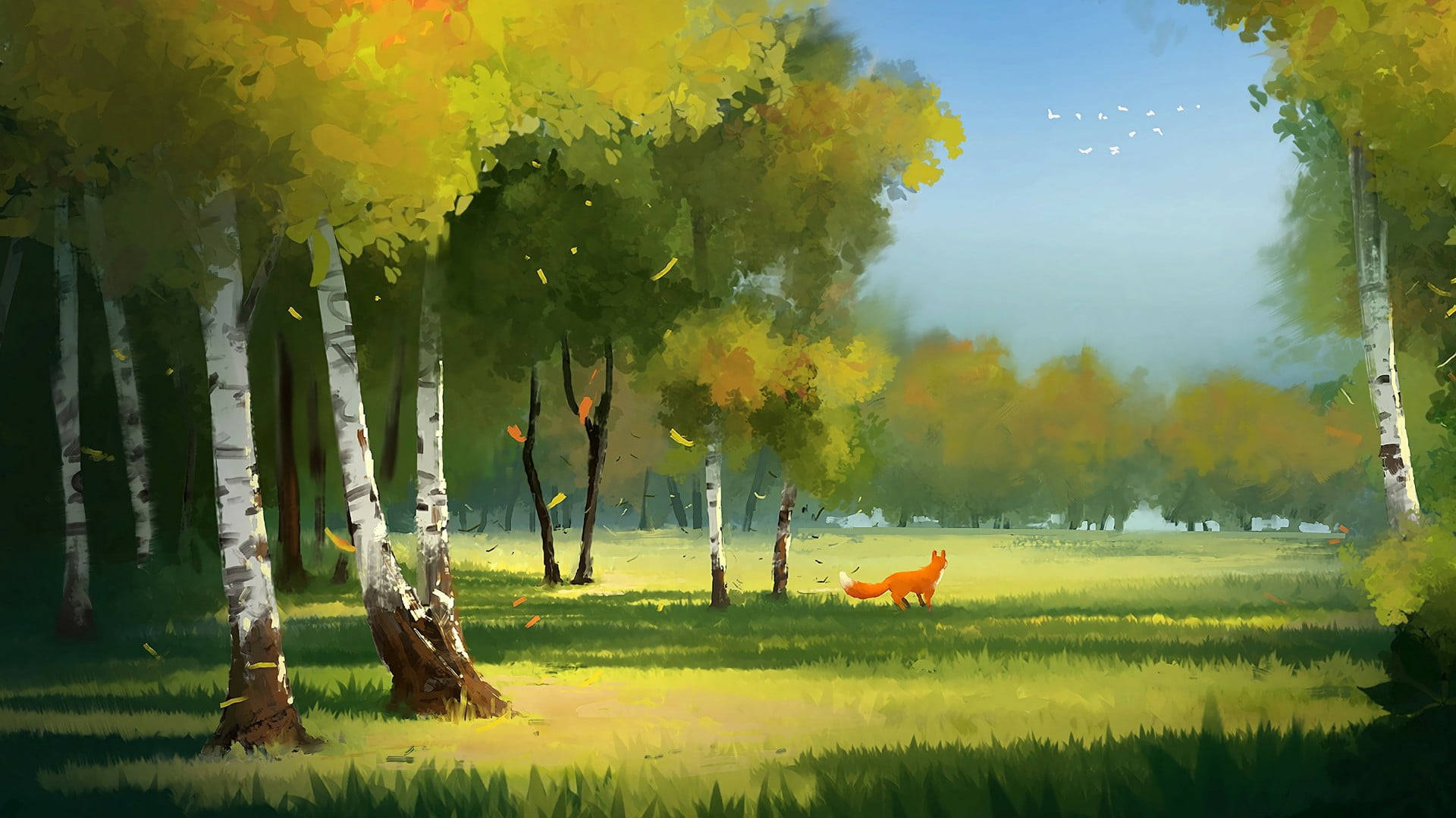 Fox In Forest Painting Desktop