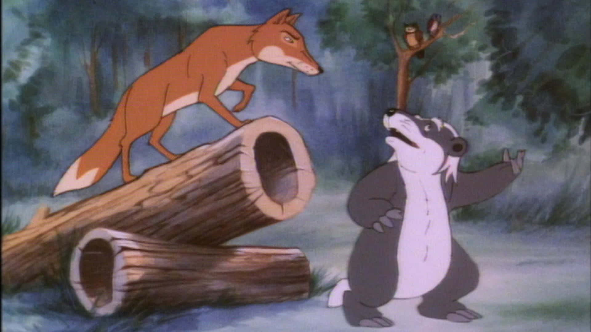 Fox On A Log In The Animals Of Farthing Wood Background