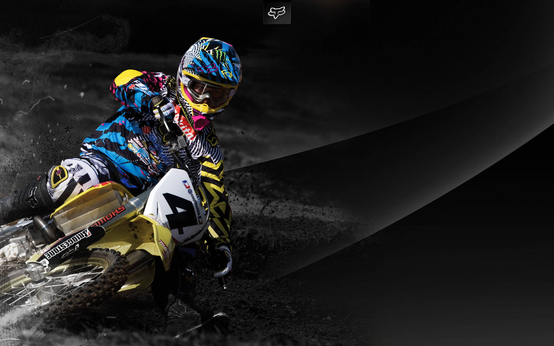 Fox Racing Speeding Dirt Bike Digital Art Background