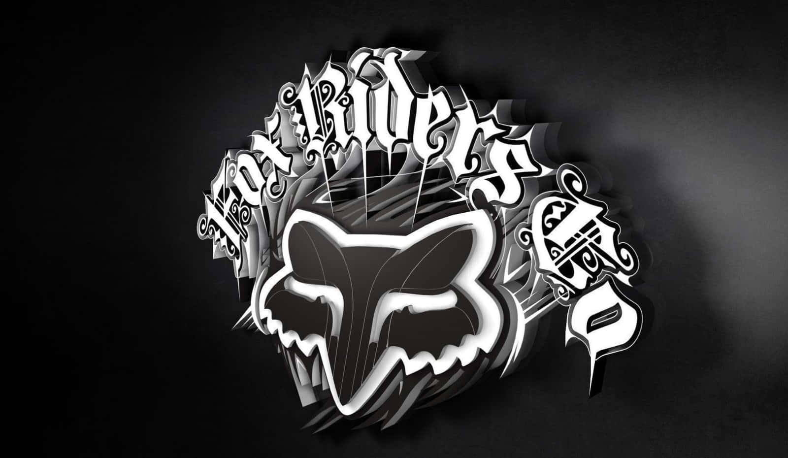 Fox Riders Logo In Black And White Background