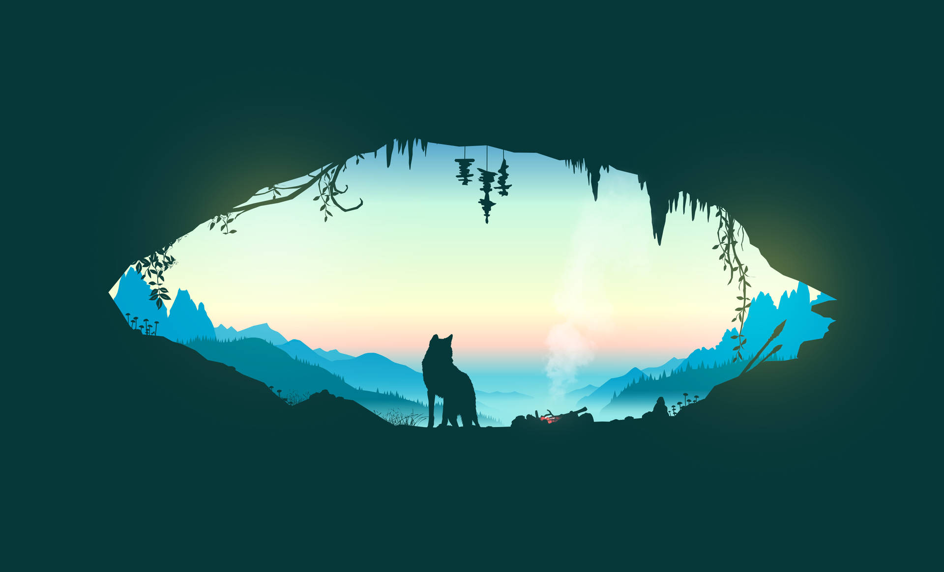 Fox Silhouette Minimalist Nature Background