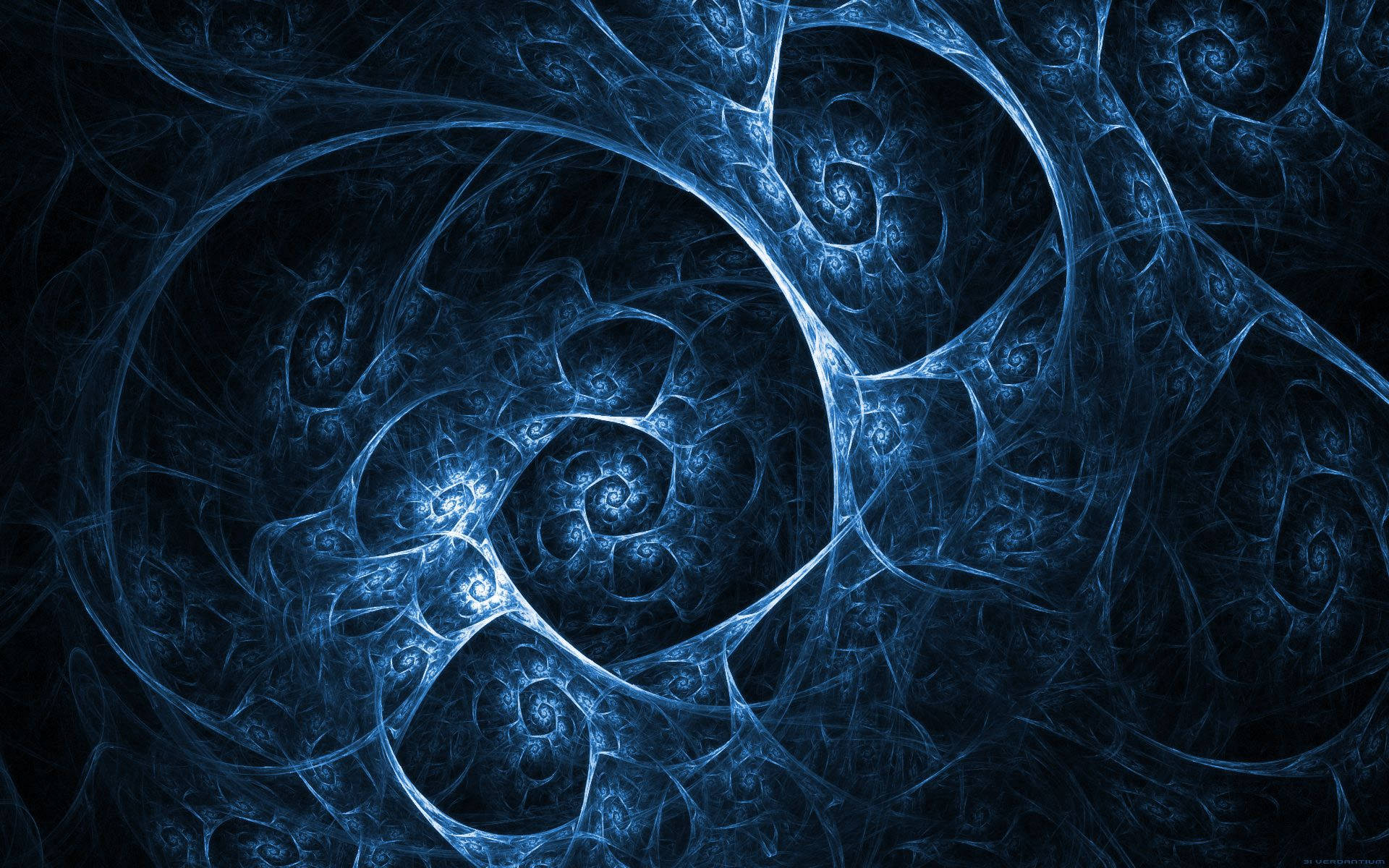 Fractal Blue Abstract Beautiful Dark Background Background